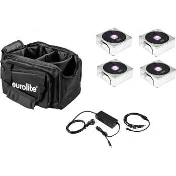 EUROLITE 20000444 LED-vlaklichtset – 4× accu IP-panelen met oplader en softtas