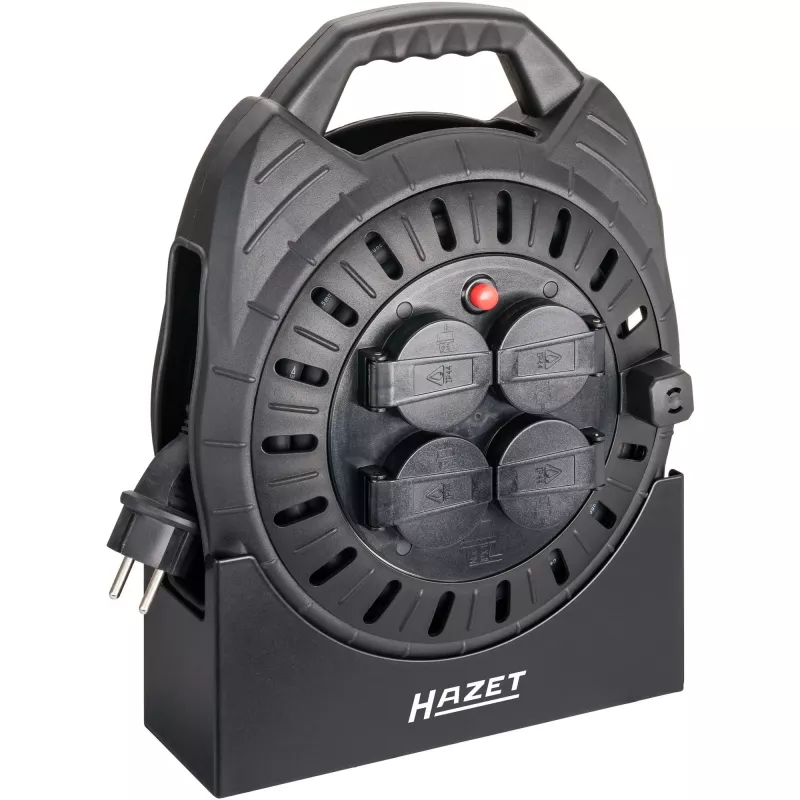 Kabelhaspel Hazet 161N-3D, 10,00 m kabel, zwart, draagbare stroomverlengkabelhaspel
