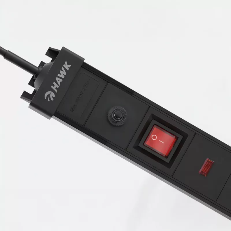 Stekkerdoos Hawk HWPS502BK 1,5 m kabel, 5 stopcontacten, overspanningsbeveiliging