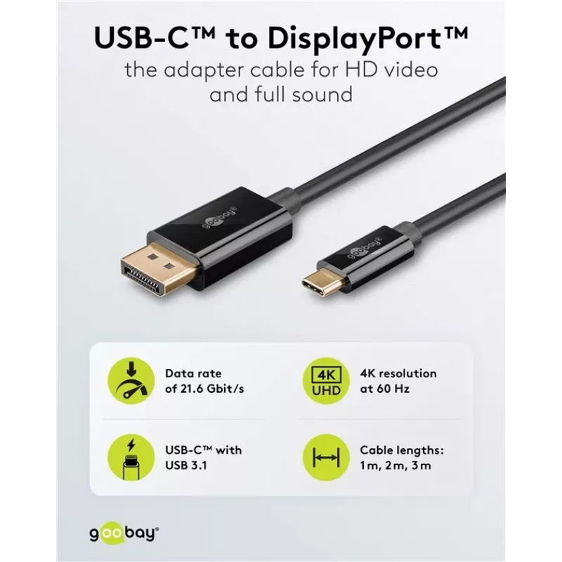 USB-C-naar-DisplayPort-kabel GOOBAY 75704, 1 m, tot 4K@60Hz