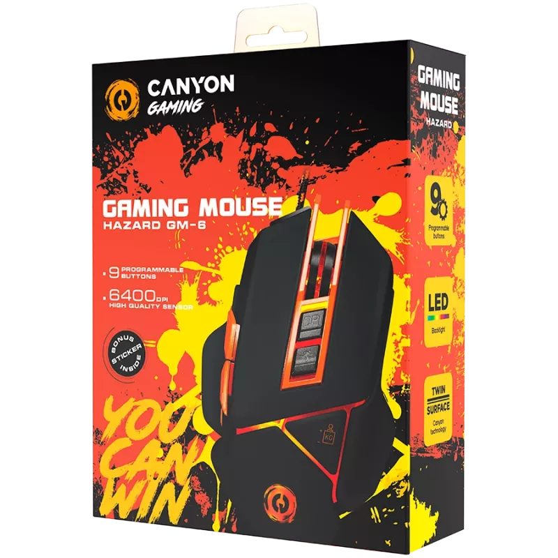CANYON muis Hazard GM-6 LED bedraad zwart oranje