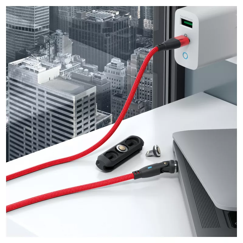 USB-kabel RealPower MagneticCharge 100 1 m USB-C rood snel opladen