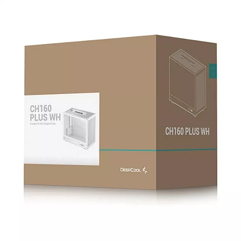 Computerbehuizing DeepCool CH160 PLUS WH small form factor wit, microATX, gehard glas, USB-C