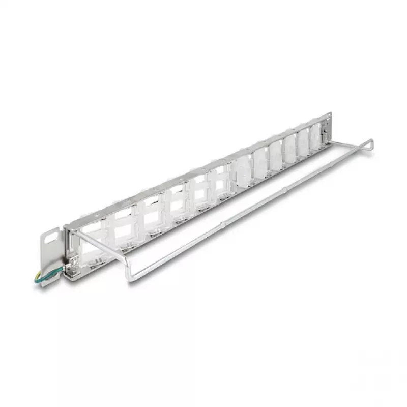Patchpanel 19 inch DELOCK 24 poorten Keystone, kantelbare poorten, trekontlasting, 1U metaal