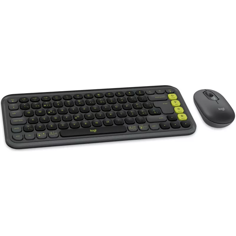 Logitech POP ICON COMBO Zwitsers, grafiet/groen, Bluetooth, Zwitsers, 920-013275