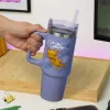 Paladone Minecraft paarse geïsoleerde beker met rietje, 900 ml