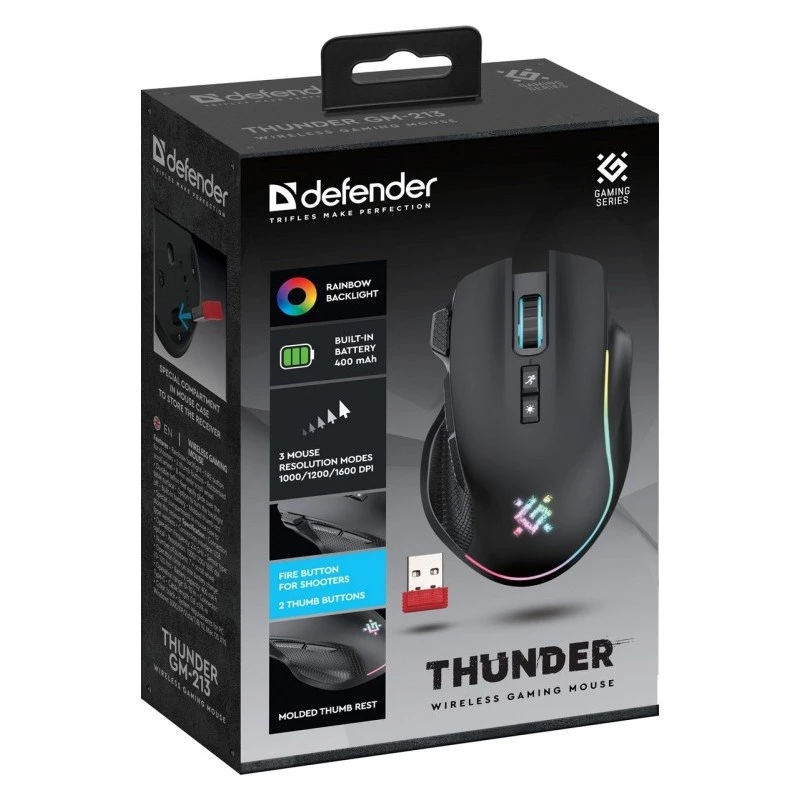 MUIS DEFENDER GM-213 THUNDER RF 1600dpi 8P ZWART