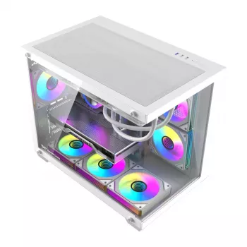 Computerbehuizing DarkFlash B275 PRO (wit) met 6 ventilatoren