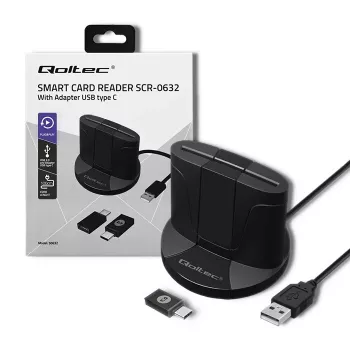 Smartcardlezer Qoltec 50632 USB 2.0 zwart 1m kabel