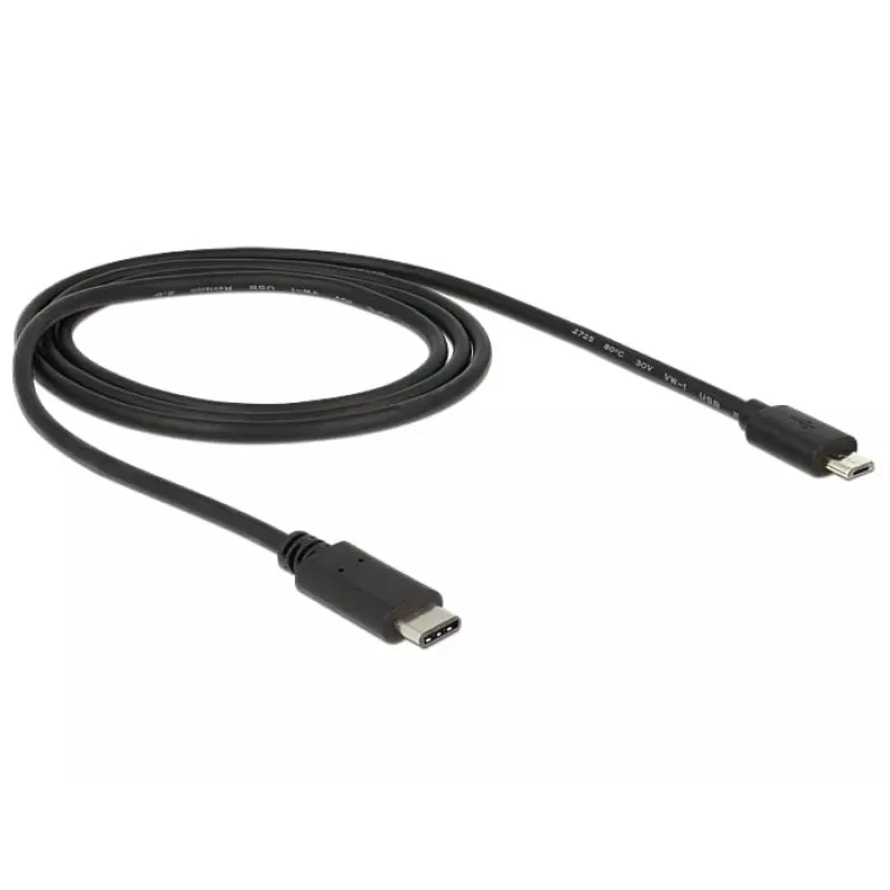 DeLOCK - USB-kabel - 5-polig Micro-USB Type-B (M) - 24-polig USB Type-C (M) - 1,0 m (USB 3.1) - zwart (83602)