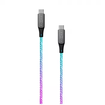 FIXED FIXDLED-CC-RA USB-C naar USB-C oplaadkabel met PD-ondersteuning en vaste lengte, geïntegreerde regenboog-LED