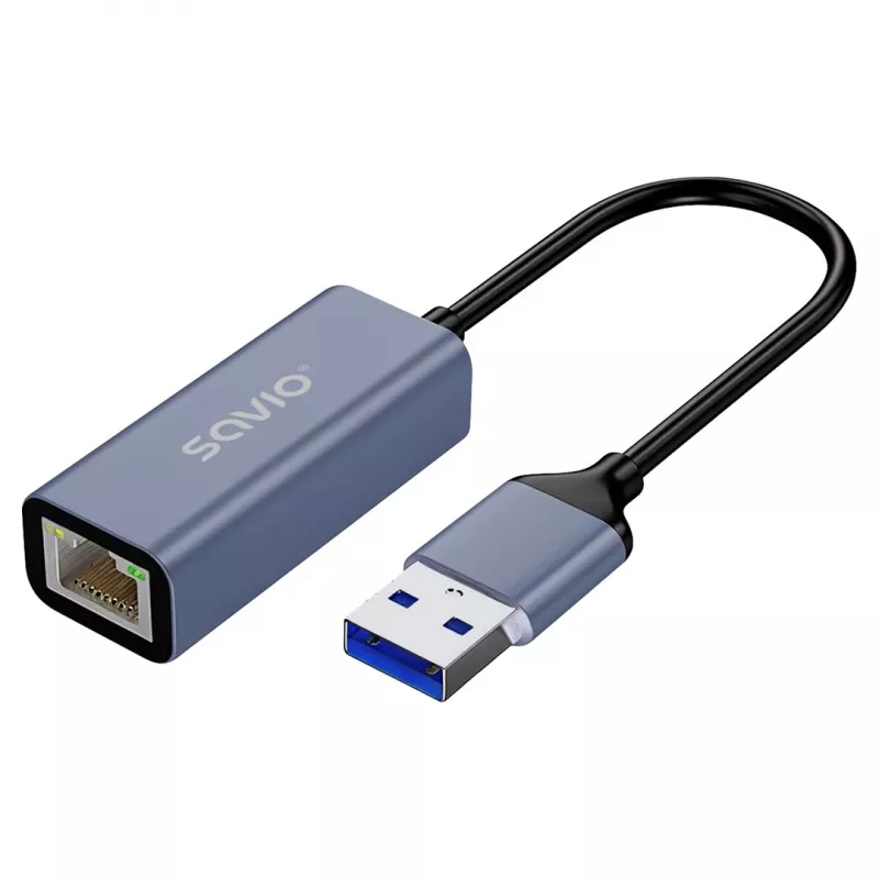 Netwerkinterface-adapter SAVIO AK-83 USB Type-A naar RJ-45 stekker, 5 Gbit/s, zwart