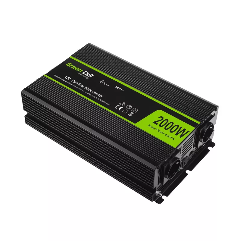 Green Cell INV11 spanningsomvormer auto 2000 W zwart