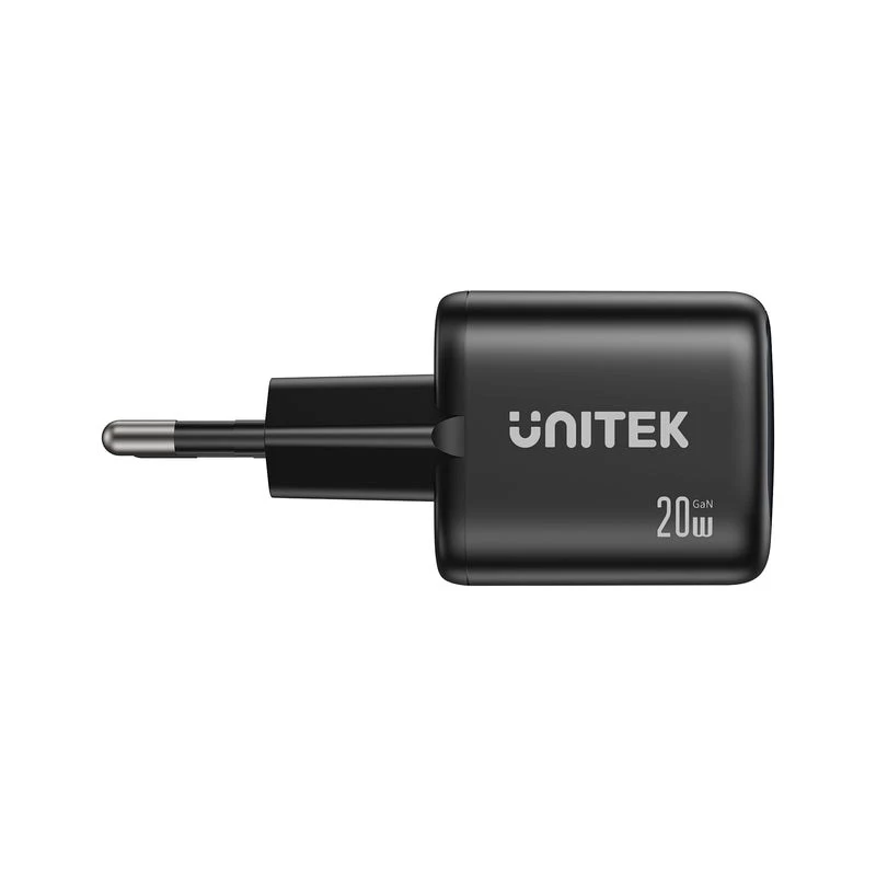 Wandlader Unitek P1128ABK01-EU – 2-poorts GaN USB‑C & USB‑A, totaal 20W, zwart