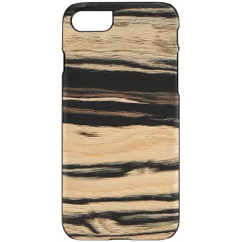 Telefoonhoes Man and Wood voor iPhone 7/8 – wit met zwart ebbenhout-detail