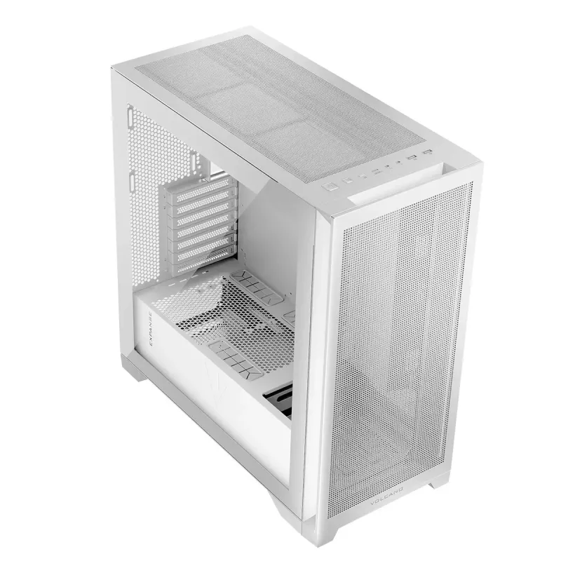 Modecom Volcano Expanse S Midi Tower pc-behuizing, ATX/micro-ATX/mini-ITX, gehard glas, USB-C, videokaart tot 430 mm, wit