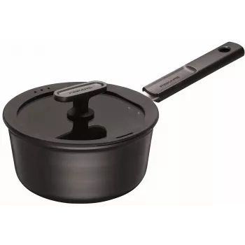Steelpan Fiskars Hard Face 2,5 L met deksel — 2,5 L inhoud, roestvrijstalen kookpan