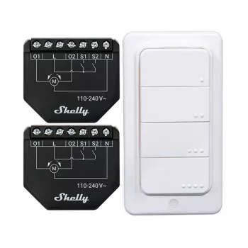 Shelly WiFi Controller Set Shutter BLU RC Button 4 — slim relais voor rolluiken en jaloezieën
