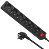 Stekkerdoos MACLEAN MCE195G 6-voudig, 5 m kabel, zwart