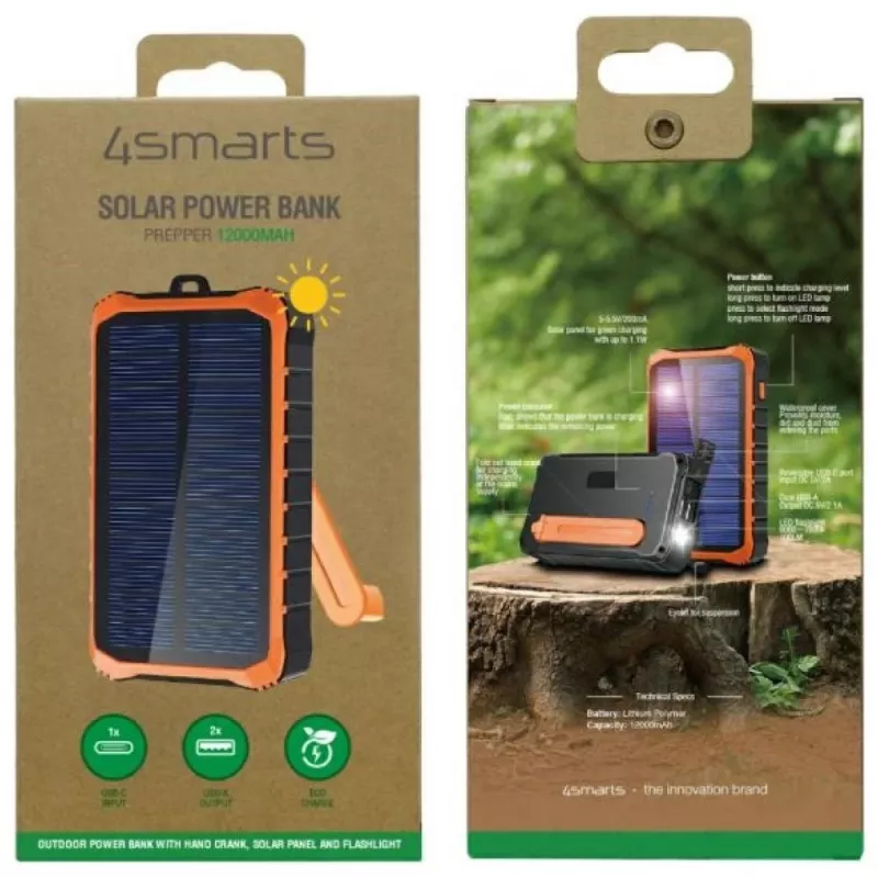Powerbank Propper Solar 12000mAh grijs