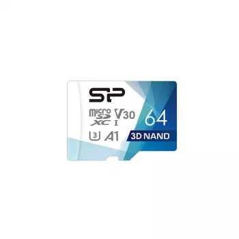 MicroSDXC-geheugenkaart Silicon Power Superior Pro 64 GB UHS-III U3 V30 100/80 MB/s met SD-adapter