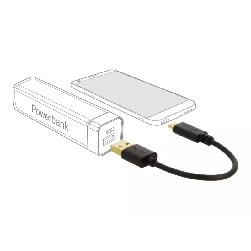 DeLOCK USB-oplaadkabel Type-A naar USB Type-C 15 cm zwart