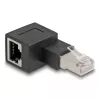 DeLOCK RJ45-stekker naar RJ45-bus adapter Cat.6A 90° links gehoekt zwart