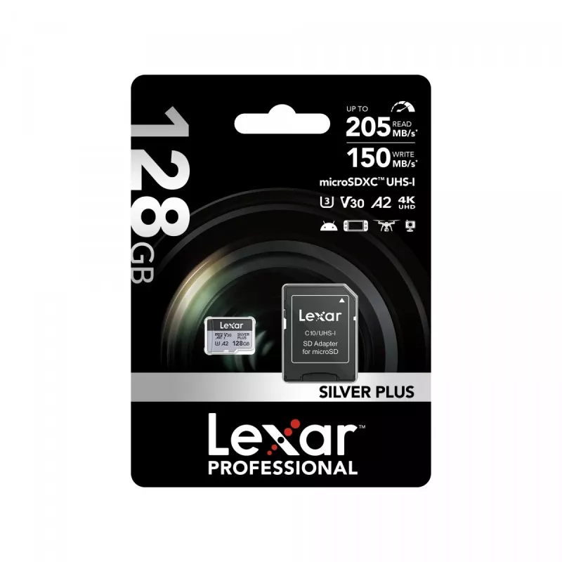 Flashgeheugen Lexar 128 GB UHS-I MicroSDXC Professional SILVER PLUS