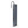 Gembird A-CM-COMBO9-01 USB Type-C 9-in-1 multiport-adapter (USB-hub + HDMI + VGA + PD + kaartlezer + LAN + 3,5 mm audio), Space Grey