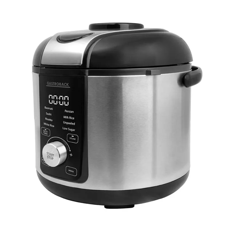 Rijstkoker GASTROBACK Rice Control Low Carb & Steam, 3 L, 450 W, zwart/RVS