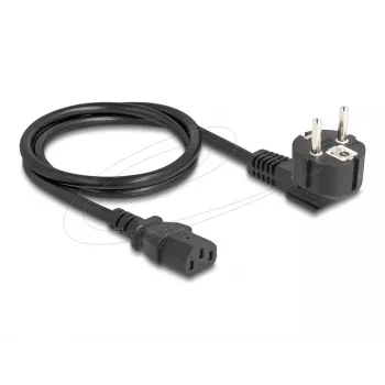 Netkabel DELOCK CEE 7/7 (E+F) naar IEC C13 90° haaks, 1 m, H05VV-F 3x1,00 mm², zwart