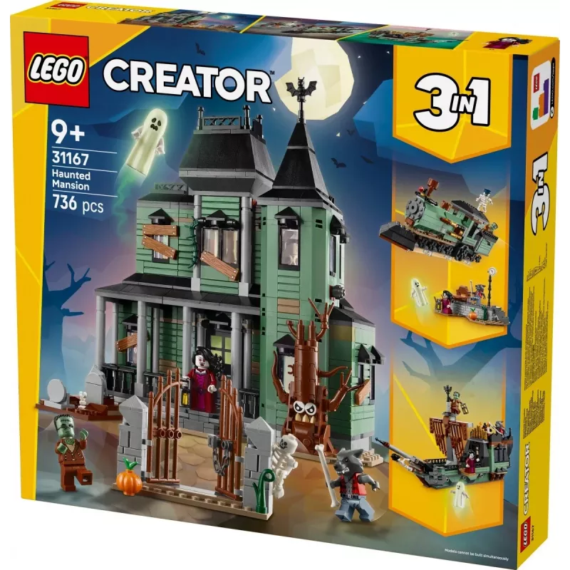 Constructiespeelgoed LEGO Creator 3-in-1 Spookhuis model 31167 – 736 onderdelen, 3 modellen, 5 minifiguren