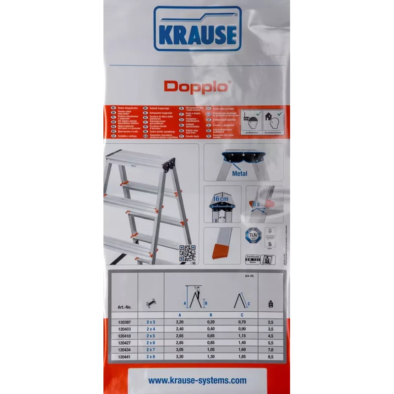 Krause Dopplo dubbelzijdige staande ladder zilver