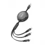 3-in-1 oprolbaar kabel FONENG X113 1,1 m zwart — Lightning, USB-C, Micro-USB