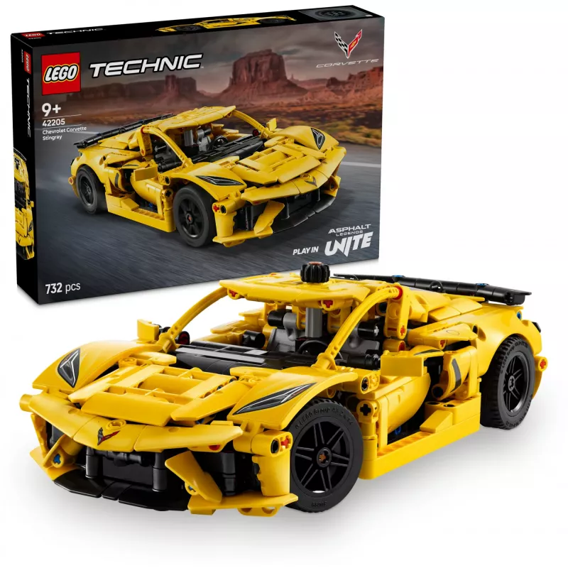 LEGO Technic Corvette Stingray 42205 2-in-1 cabriolet- en coupémodel, 732 onderdelen, 80×270×140 mm