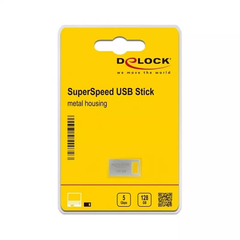 USB-flashdrive DeLOCK 128GB USB Type-A 3.2 Gen 1 metalen behuizing