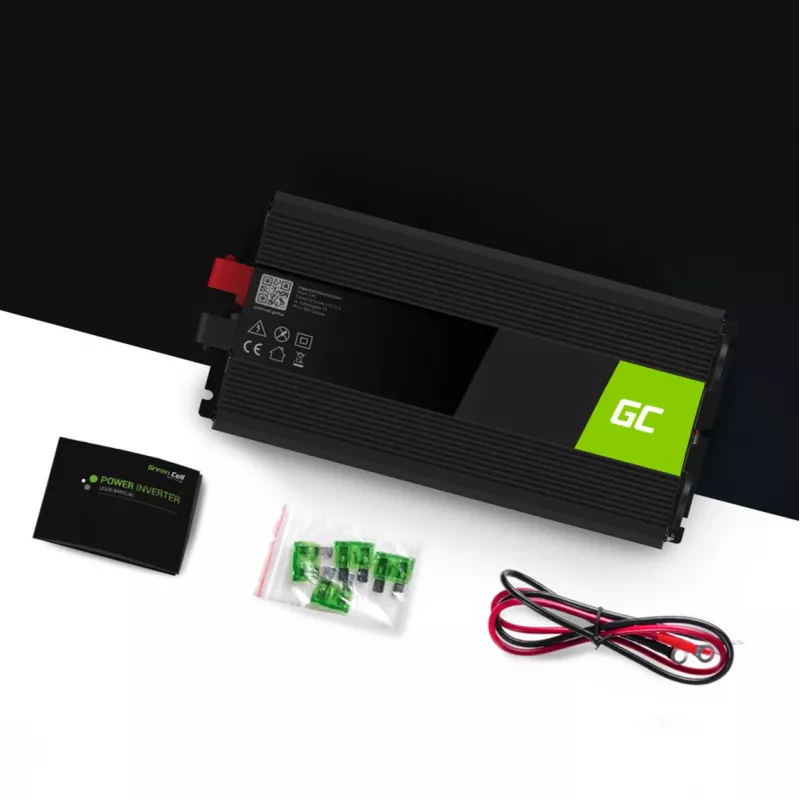 Omvormer Green Cell INV10 2000 W, 12 V DC naar 230 V AC, Type-C-uitgang, 50 Hz, zwart