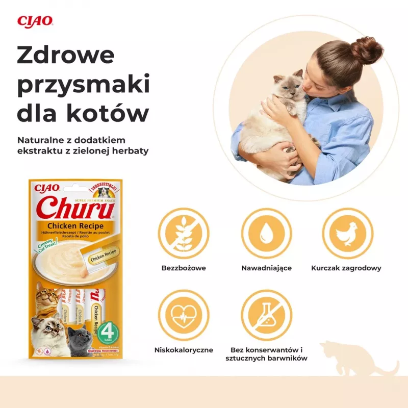INABA Churu Chicken - Kattenlekkernijen - 4x14 g