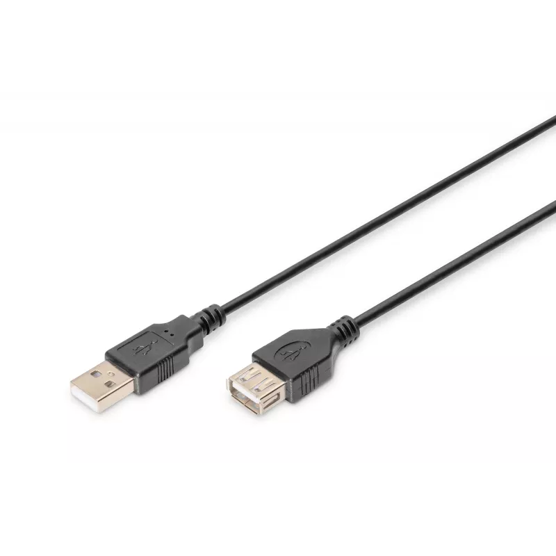 Digitus ASSMANN Basic - USB-verlengkabel - USB Type-A, 4-polig (M) - USB Type-A, 4-polig (V) - 3 m (USB/USB 2.0) - Gegoten - zwart (AK-300200-030-S)
