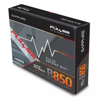 Moederbord Sapphire PULSE B850M WIFI — AMD B850 micro ATX, socket AM5, DDR5 tot 7600 MHz, 4 DIMM, 192 GB, Wi-Fi 6, 2.5GbE