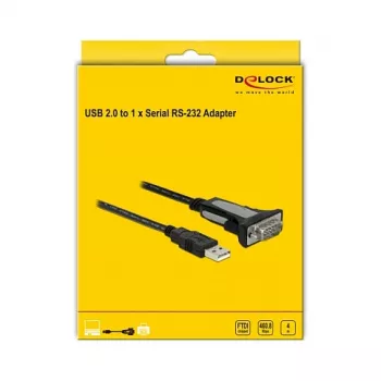 USB 2.0 Type-A naar 1 x serieel RS-232 DB9 4 m DeLOCK 66323