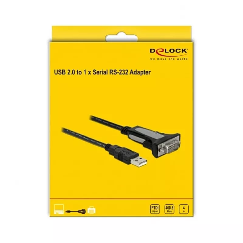 USB 2.0 Type-A naar 1 x serieel RS-232 DB9 4 m DeLOCK 66323