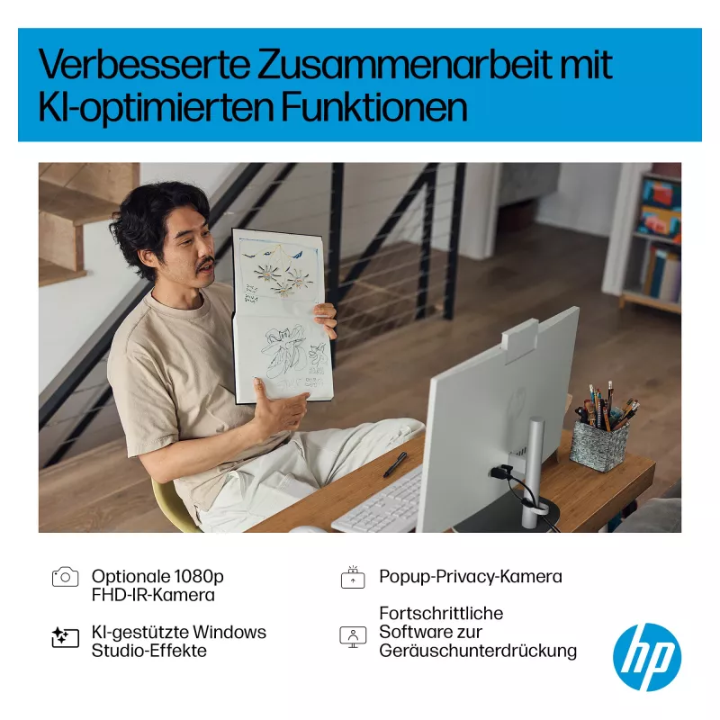 HP All-in-One pc (complete oplossing) 27-ct2073ng AMD Ryzen AI 7-350 512GBSSD 16GB wit (27-ct2073ng)