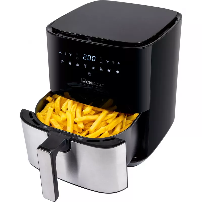 Clatronic FR 3782 H, heteluchtfriteuse, 5 l, 80 °C, 200 °C, enkel beeld, zwart, roestvrijstaal