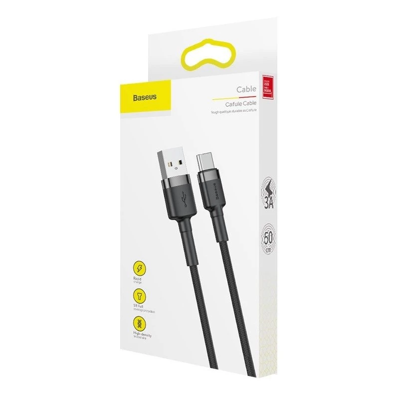 Baseus Cafule USB naar USB-C 3A 1m (grijs-zwart)