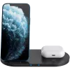 Oplader Draadloos dockingstation 2in1 QI 10W/USB-C/LED zwart
