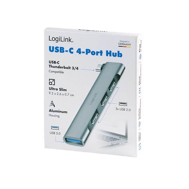 LogiLink USB 3.2 Gen1 hub 4-poorts USB-C 1x USB3.0 AF 3x USB2.0 AF UA0437