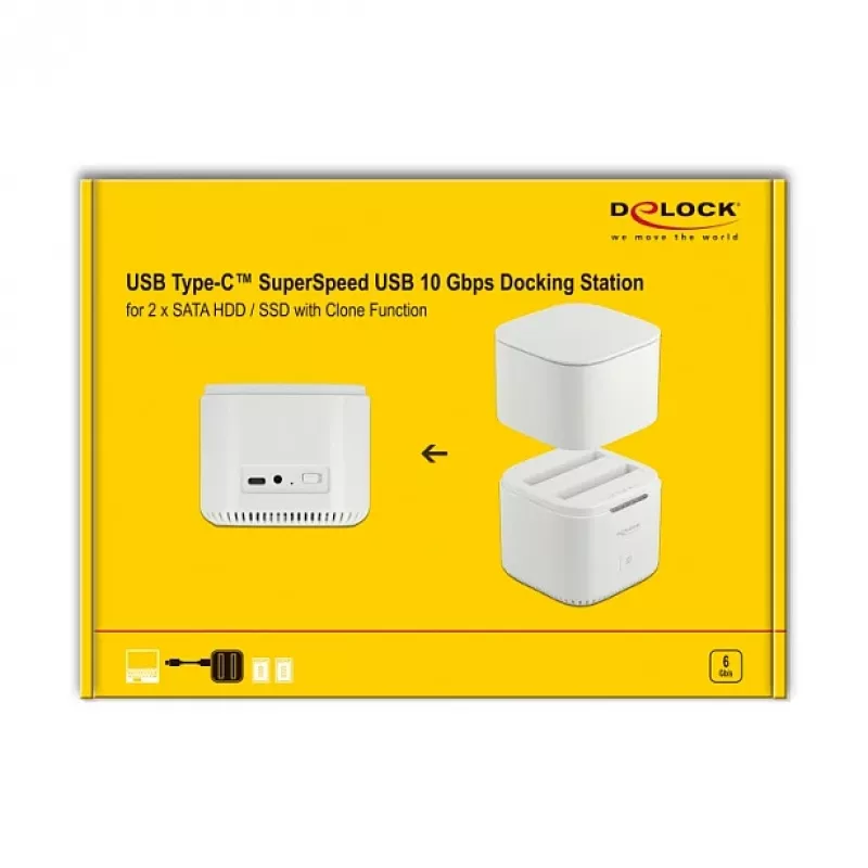 Dockingstation DeLOCK USB Type-C™ 3.2 voor 2 x 2,5-inch SATA-harde schijven/SSD's