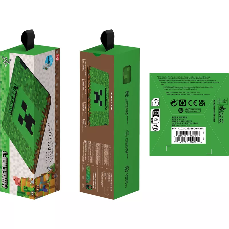 Muispad Razer Gigantus V2 Medium Minecraft Edition — getextureerd oppervlak, rubberen basis, middelgroot