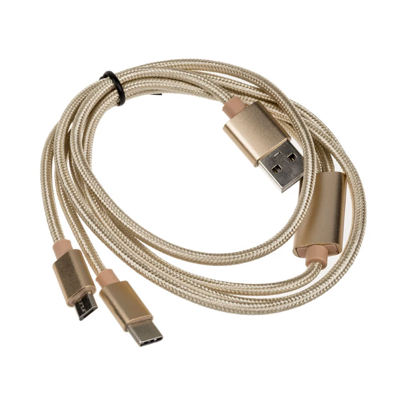 Akasa AK-CBUB42-12GL USB-kabel 1,2 m USB 2.0 USB A USB C/Micro-USB B goud (AK-CBUB42-12GL)
